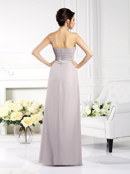 A-Line/Princess Strapless Beading Sleeveless Long Chiffon Mother of the Bride Dresses