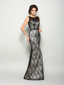 Trumpet/Mermaid Bateau Lace Sleeveless Long  Woven Satin Mother of the Bride Dresses