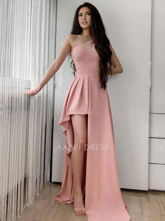 AABEI DRESS Party Dress Elegant One Shoulder Ruched Irregular Fashion Prom Dress