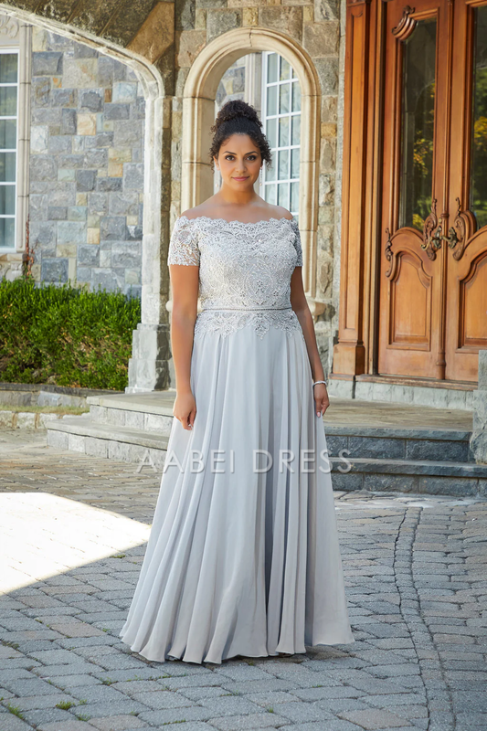 AABEI DRESS Formal Wear Dresse Fashion A Line Off-Shoulder Lace Chiffon Plus Size Long Mother Of The Bride Dress