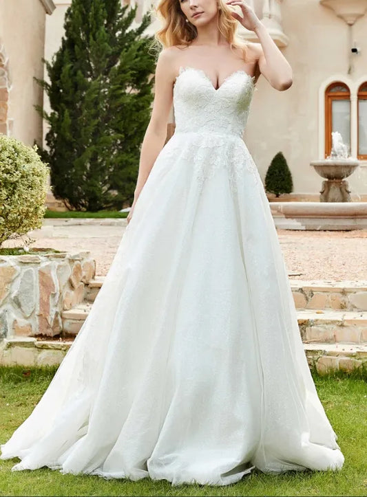 Fall November December Wedding Dress New Pattern Sweetheart Neckline Tulle Elegant Simple Dress