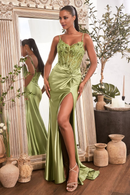 AABEI DRESS Hot Sale Prom Dress Charming Mermaid Spaghetti Strap Pleated Side Fork Long Evening Dress