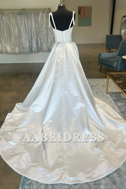 AABEI DRESS High Quality Exquisite Wedding Dress Sweetheart Bow-Strap A-Line Long Formal Dresses