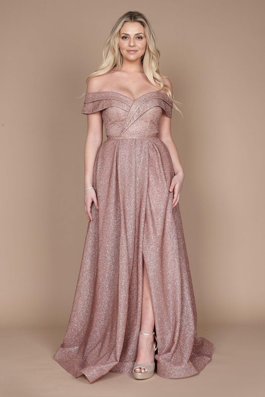 AABEI DRESS Formal Wear Dresse Elegant Off Shoulder Sweetheart Neckline High Front Slit Glitter Long Mother Of The Bride Dress