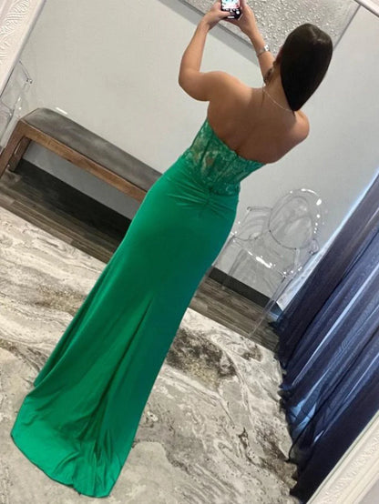 Prom Dress Sheath Strapless Sweetheart Long with Slit