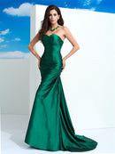 Sheath/Column Sweetheart Pleats Sleeveless Long Taffeta Dresses