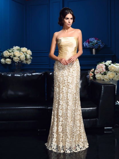 A-Line/Princess Strapless Lace Sleeveless Long Lace Mother of the Bride Dresses