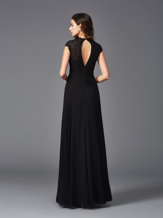 A-Line/Princess V-neck Sleeveless Long Chiffon Bridesmaid dresses