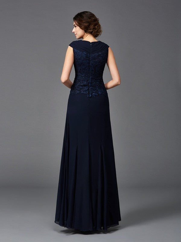 A-Line/Princess Straps Lace Sleeveless Long Chiffon Mother of the Bride Dresses