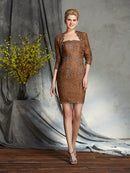 Sheath/Column Strapless Lace Sleeveless Short Lace Mother of the Bride Dresses