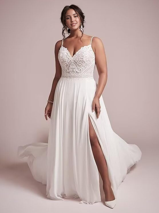 Wedding Dress A-line Beach Boho Lace Applique Bride Chiffon Formal Women's Dresses