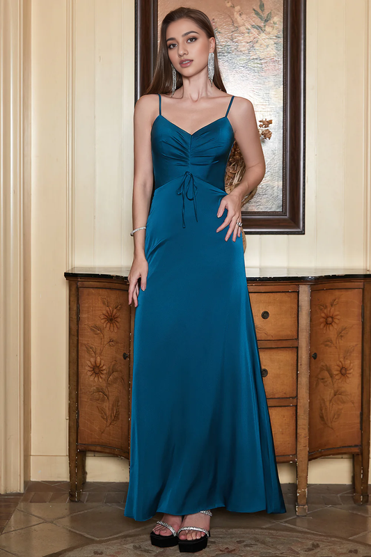 AABEI DRESS Hot Sale Prom Dress Simple Sheath V Neck Spaghetti Straps Long Formal Dress