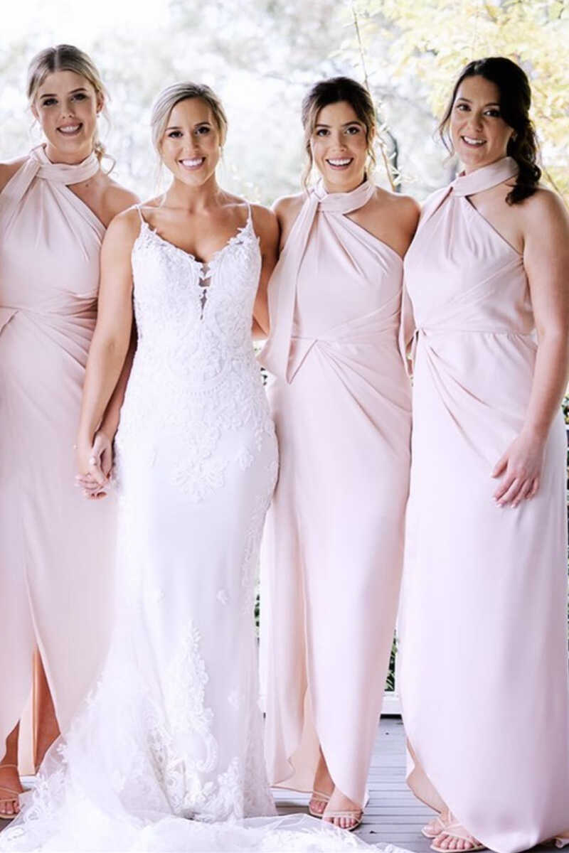 Bridesmaid Dress Halter Backless Long