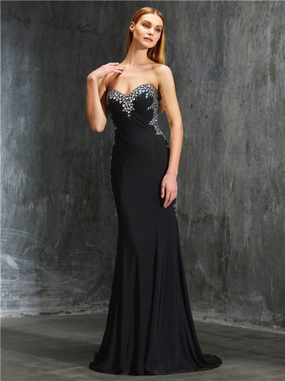 Sheath/Column Sweetheart Sequin Sleeveless Spandex Sweep/Brush Train Dresses