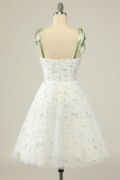AABEI DRESS Hot Sale Homecoming Dress Stylish A Line Spaghetti Straps Sleeveless Embroidery Short Graduation Dress