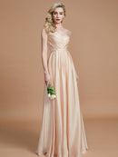 A-Line/Princess V-neck Sleeveless Ruched Floor-Length Silk like Satin Bridesmaid Dresses