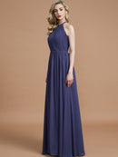 A-Line/Princess Scoop Chiffon Sleeveless Floor-Length Bridesmaid Dresses