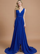 A-Line/Princess Sleeveless V-neck Chiffon Sweep/Brush Train Bridesmaid Dresses