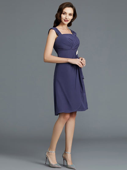 Sheath/Column Straps Chiffon Knee-Length Sleeveless Mother of the Bride Dresses