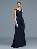 A-Line/Princess V-neck Ruffles Floor-Length Chiffon Sleeveless Mother of the Bride Dresses