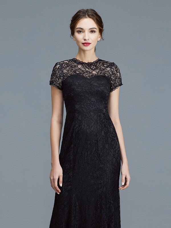 Trumpet/Mermaid Scoop Short Sleeves Lace Floor-Length Mother of the Bride Dresses