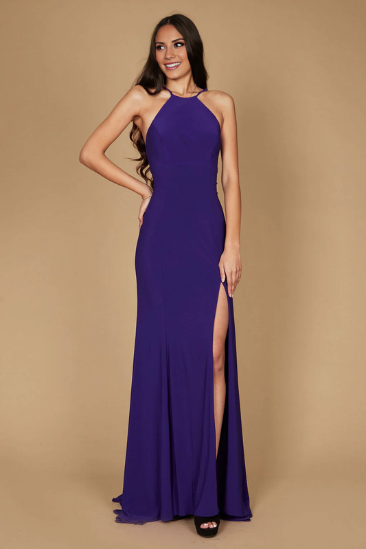 AABEI DRESS Hot Sale Prom Dress Elegant Sheath Lace up Backless Side Fork Fashion Long Evening Dress