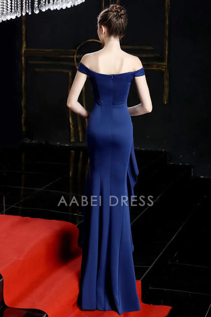 AABEI DRESS Hot Sale Prom Dress Elegant Mermaid Off The Shoulder Side Fork Ruffled Long Party Dress