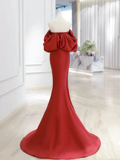 Formal Dress Simple Off Shoulder Satin Mermaid Long Evening Dresses