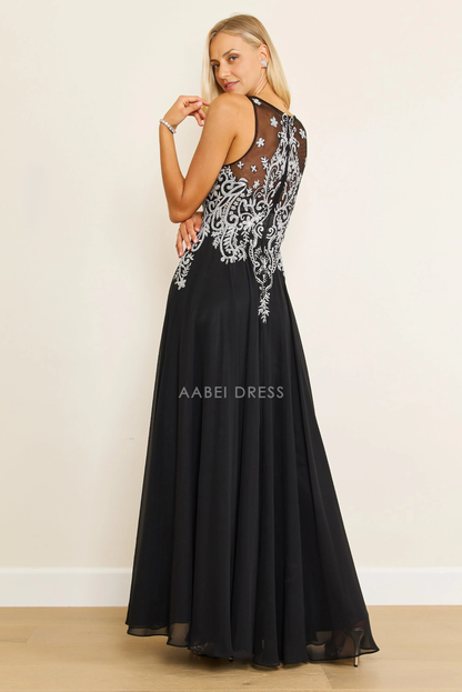 AABEI DRESS Formal Wear Dresse Elegant V Neck Lace Applique Plus Size Long Mother Of The Bride Dress