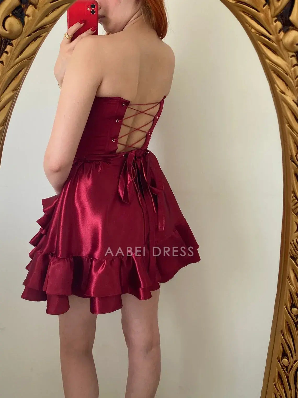 AABEI DRESS Party Dress Off Shoulder Corset Dress Ruffles Ruched Backless Short Homecoming Dress