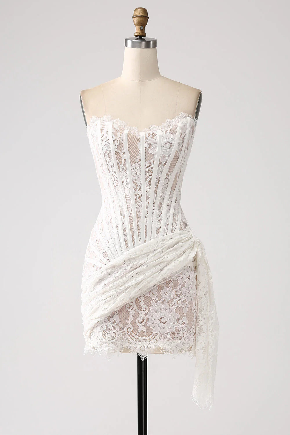 AABEI DRESS Hot Sale Homecoming Dress Classy Strapless Lace Lace-Up Back Short Graduation Dress