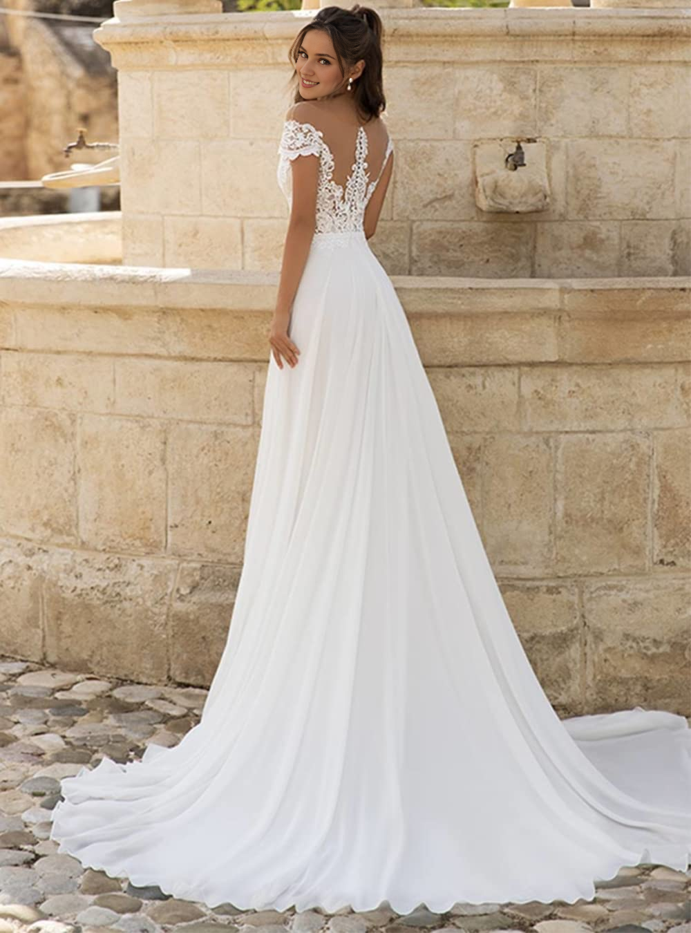 Wedding Dress A-Line Lace strapless Mermaid Side fork Beach Bohe Wedding Bridal Gowns Formal Women's Dresses