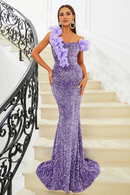 AABEI DRESS Hot Sale Prom Dress Charming Mermaid Sequins Ruched One-Shoulder Fashion Long Party Dress