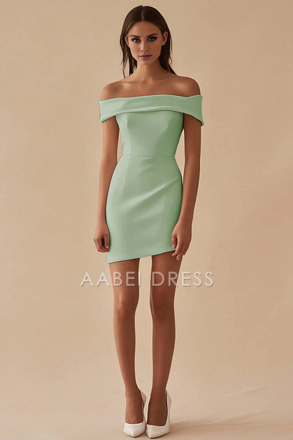 AABEI DRESS Hot Sale Homecoming Dress Sheath Off The Shoulder Sleeveless Simple Short Graduation Dress