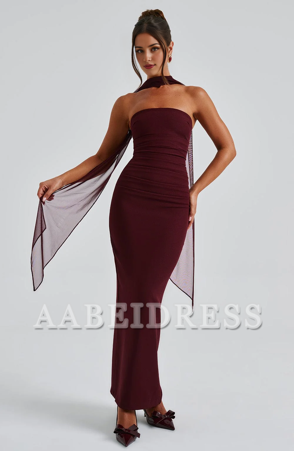 Formal Wear Dresses Bridesmaid Dresses Strapless Pleated Split to the Back Cultivate oneself Elegant Dresses Wedding Guests Dresses