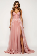 AABEI DRESS Hot Sale Prom Dress A Line Spaghetti Strap Corset Sweetheart Pleated With Slit Elegant Long Formal Dress