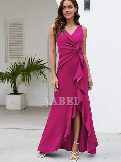 Bridesmaid Dresses Formal Evening Dresses for Women Elegant Evening Party Prom Dress Long Sexy V Neck Sleeveless Split Wrap Wedding Guest Dresses