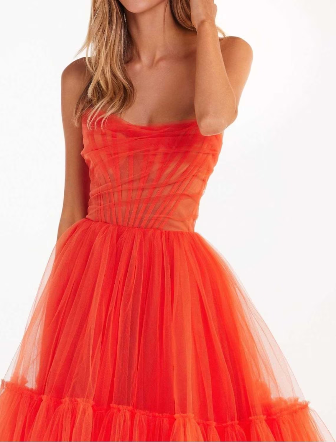 A-Line Homecoming Dresses Corsets Dress Party Wear Knee Length Sleeveless Strapless Tulle with Pleats