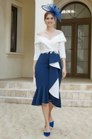 Fall November December Wedding Guest Dress Ruffles Off-the-Shoulder Sheath Gown Mother of the Groom / Bride Dresses