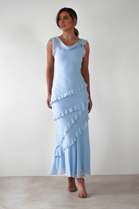 AABEI DRESS Prom Dress Closed Neck Cap Sleeves Tiers Ruched Sophisticated Elegant Dress