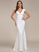 Wedding Dress Deep V-Neck Open Back Lace Bodycon Mermaid Maxi Wedding Dress Formal Women's Dresses