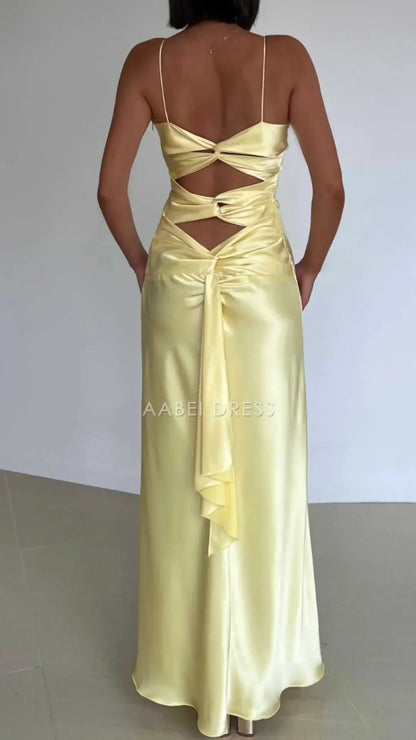 AABEI DRESS Prom Dress V Neck Spaghetti Strap Sheath Long Exquisite Charming Dress