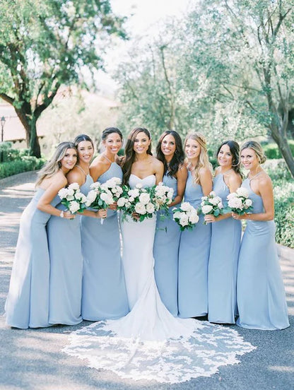 Bridesmaid Dresses Charming A-Line Halter Sky Blue Chiffon Long