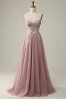 AABEI DRESS Hot Sale Prom Dress Elegant A Line Off Shoulder Sweetheart Tulle Flower Sparkle Long Party Dress