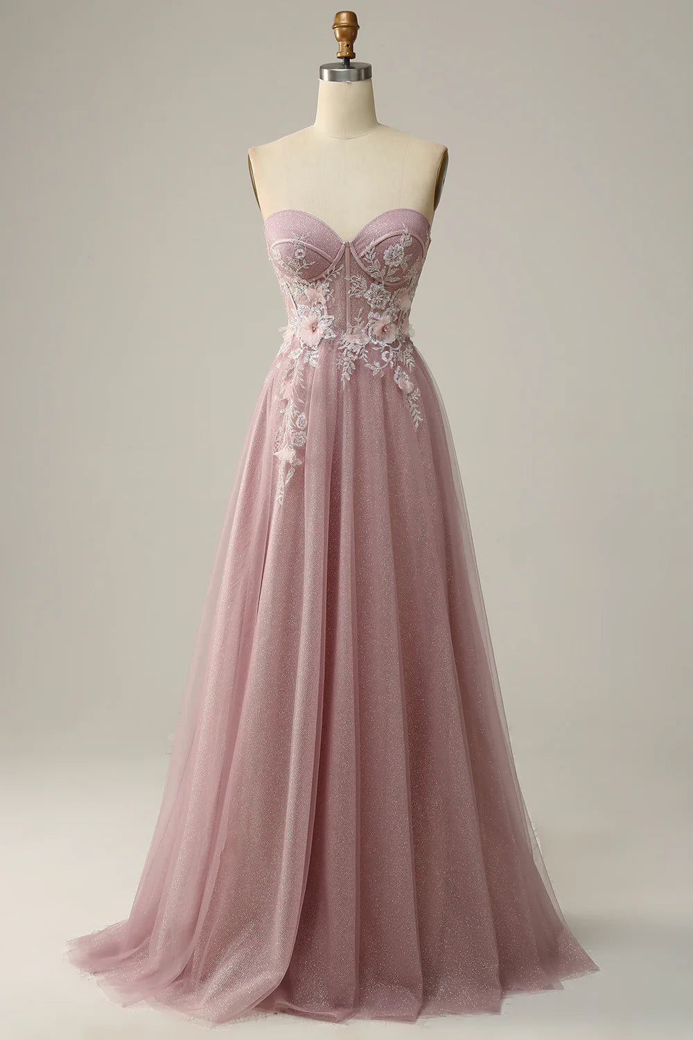 AABEI DRESS Hot Sale Prom Dress Elegant A Line Off Shoulder Sweetheart Tulle Flower Sparkle Long Party Dress