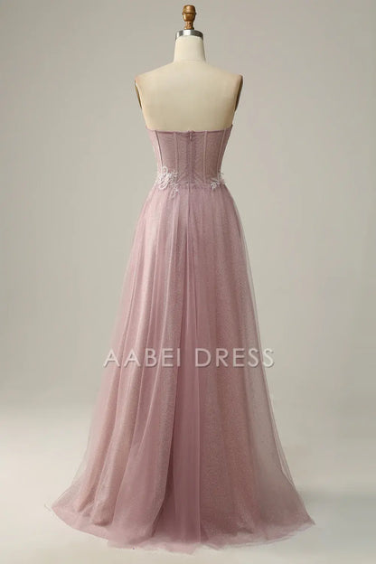 AABEI DRESS Hot Sale Prom Dress Elegant A Line Off Shoulder Sweetheart Tulle Flower Sparkle Long Party Dress