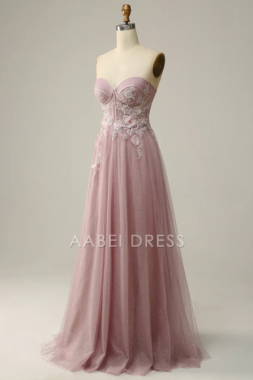 AABEI DRESS Hot Sale Prom Dress Elegant A Line Off Shoulder Sweetheart Tulle Flower Sparkle Long Party Dress