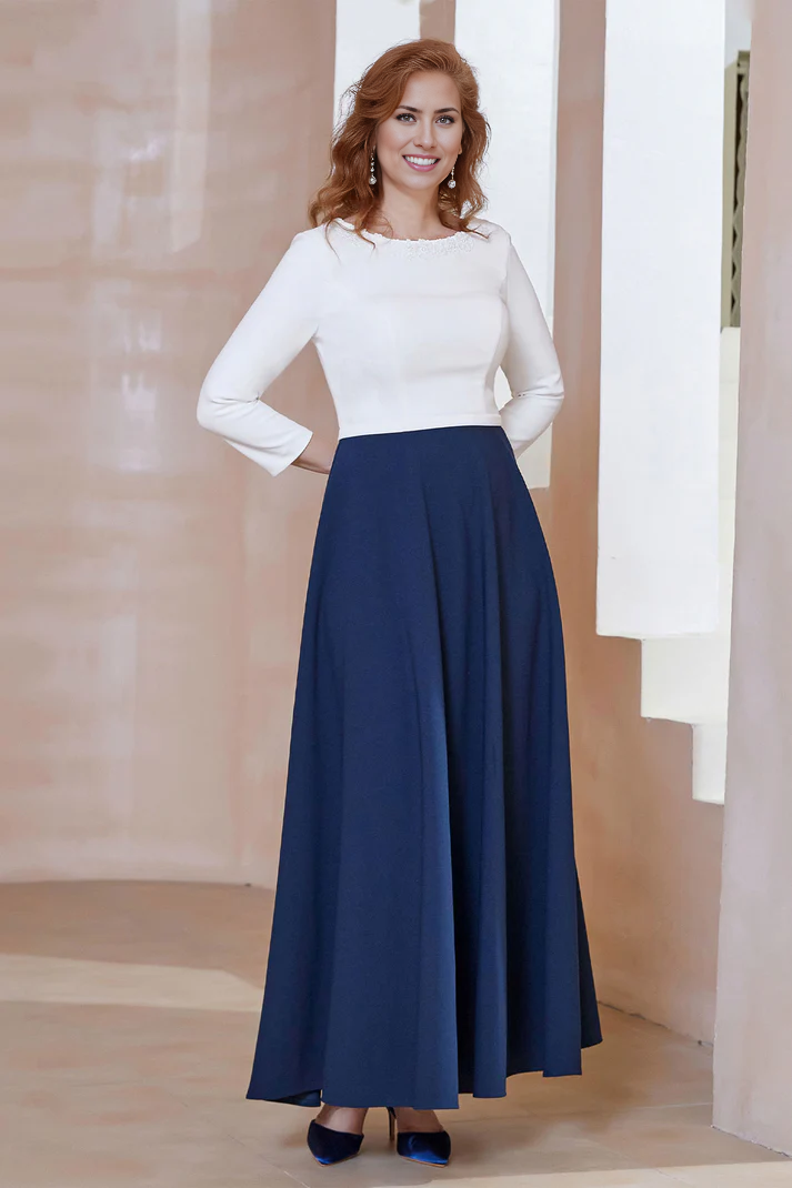 Fall November December Wedding Guest Dress A-Line Long Sleeves Tea-Length Dress Mother of the Groom/Bride Dresses