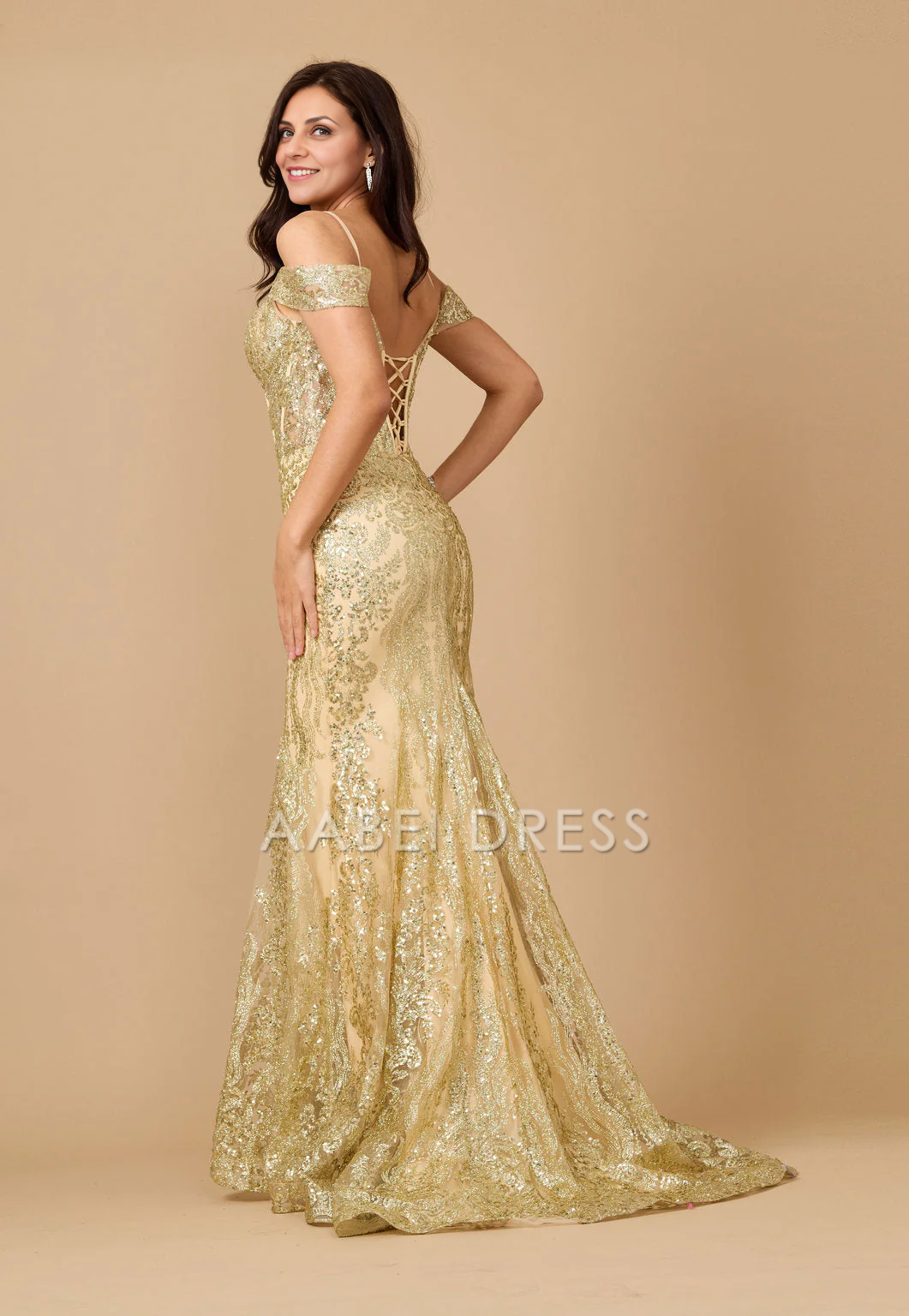 AABEI DRESS Formal Wear Dresse Charming Mermaid Off-Shoulder Spaghetti Strap Sequin Corset Sparkle Long Mother Of The Bride Dress