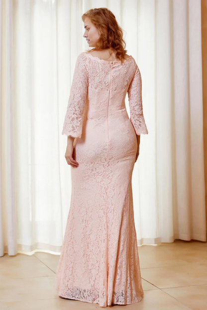 Fall November December Wedding Guest Dress Scoop Neck Lace Sheath Long Dress Mother of the Groom/Bride Dresses